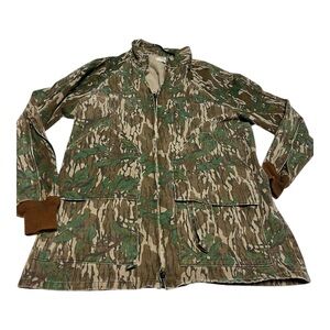 Vintage Mossy Oak Greenleaf Camo 4 Pocket Zip Sleeve Jacket